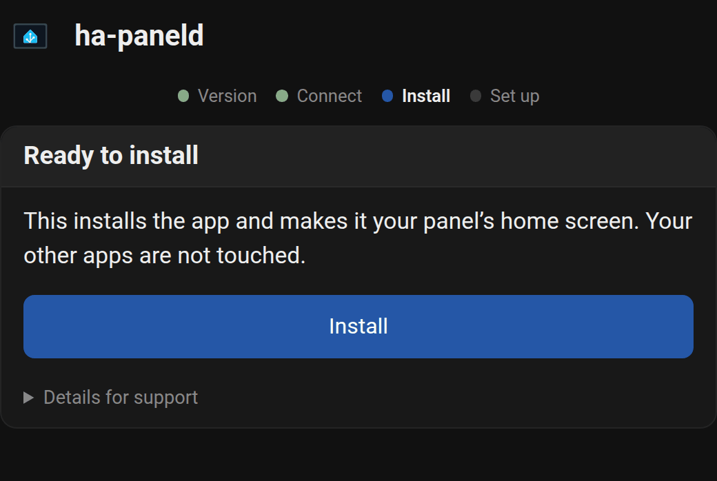 Das USB-Installationsprogramm ist bereit zur Installation und zeigt eine einzelne Schaltfläche Installieren