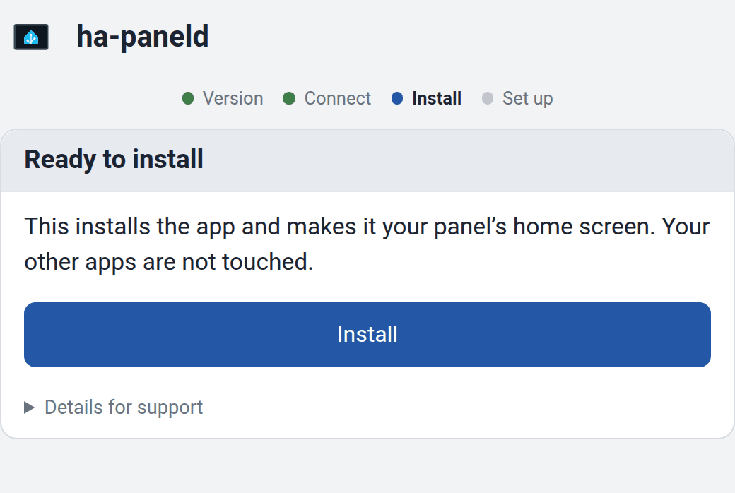 Das USB-Installationsprogramm ist bereit zur Installation und zeigt eine einzelne Schaltfläche Installieren