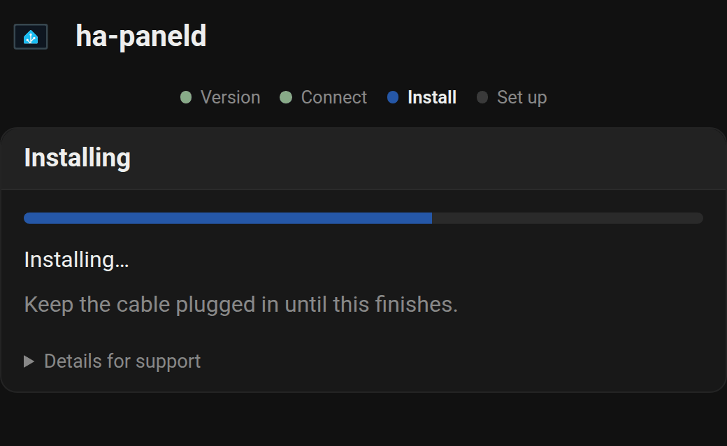 Der Fortschrittsbalken des USB-Installationsprogramms während der Installation der App